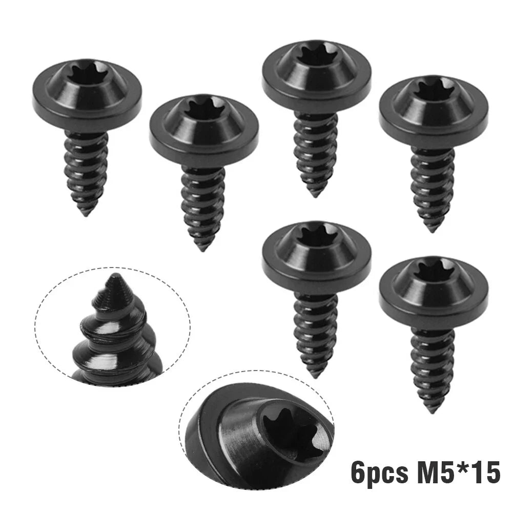 6 x Black Titanium M5x15mm Torx Head Self Tapping Screws for Fastening