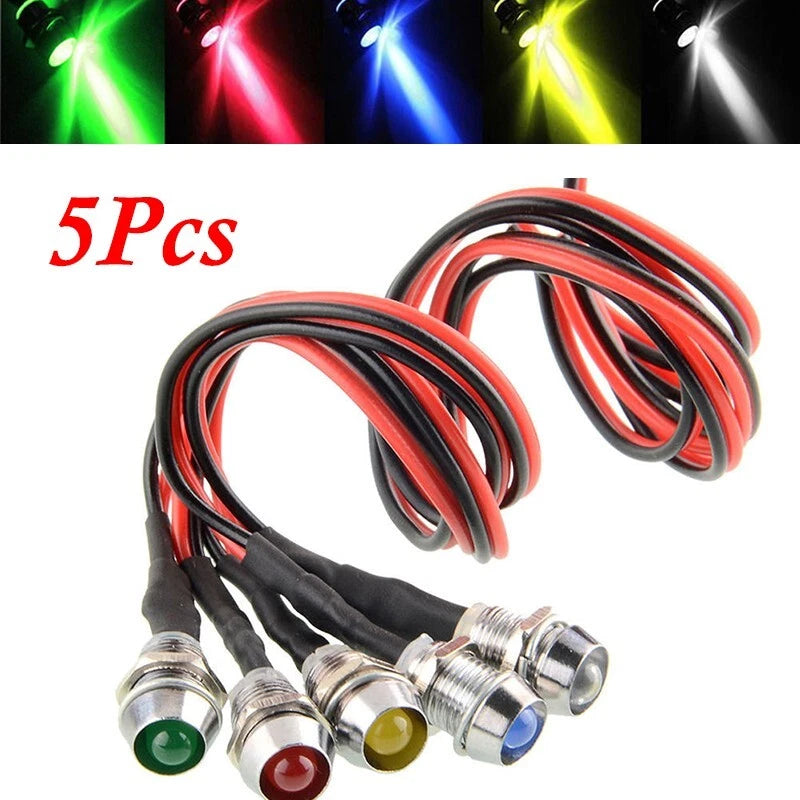 5Pcs LED Indicator Light Bulb Kit for Car Boat (12V)