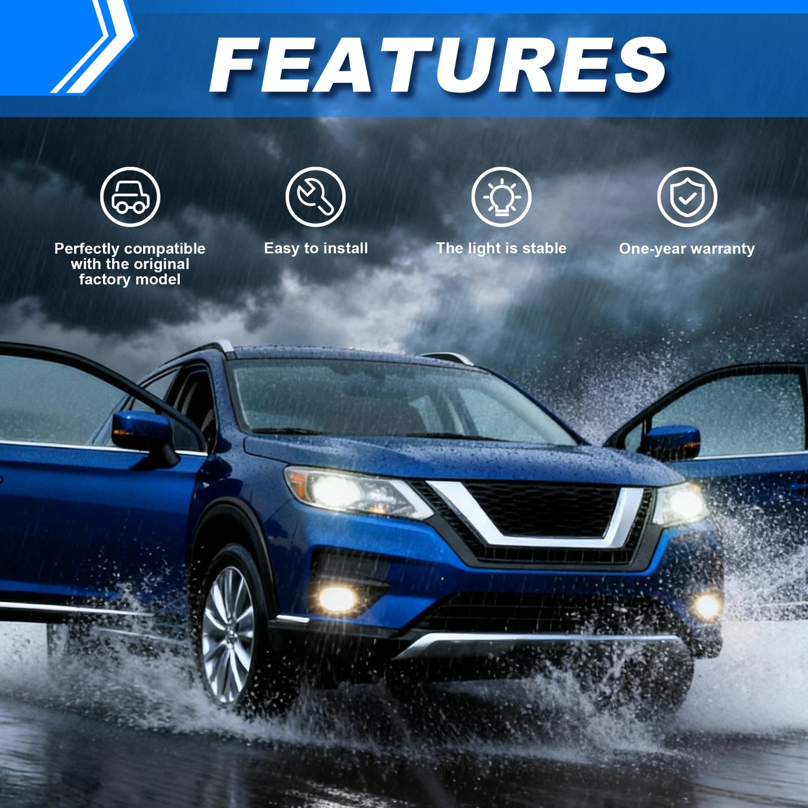 Pair of Halogen Headlights for Nissan Rogue Sport (2017–2019)