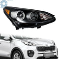 Headlight for Kia Sportage (2017–2019) Halogen with LED DRL Black Housing