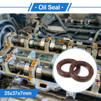 2X Oil Seal Rotary Shaft Seal for Various Models (25x37x7mm) FKM Rubber