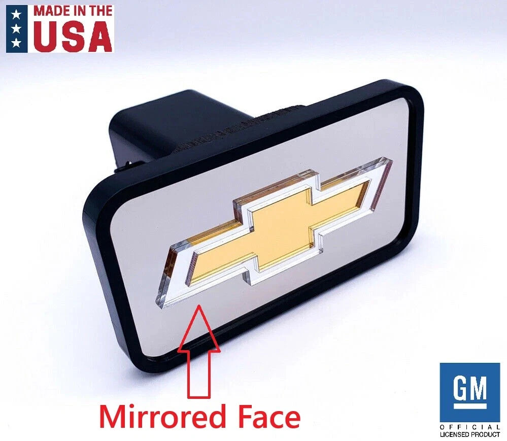 Tow Hitch Cover Mirrored Gold Bowtie for 2" Receiver Chevy (2003–2019)
