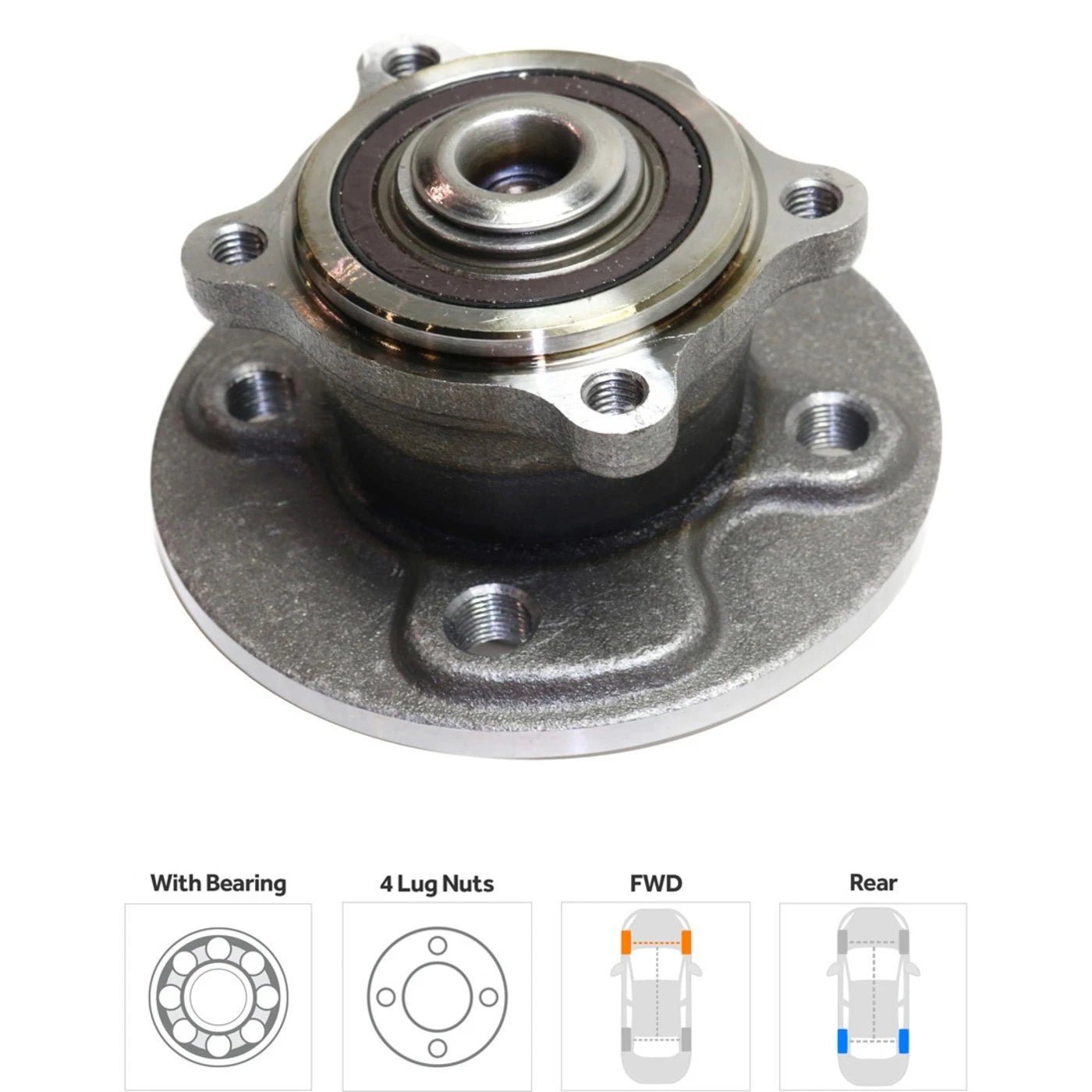 Set of 2 Wheel Hubs for Mini Cooper (2007–2015) Rear Left & Right