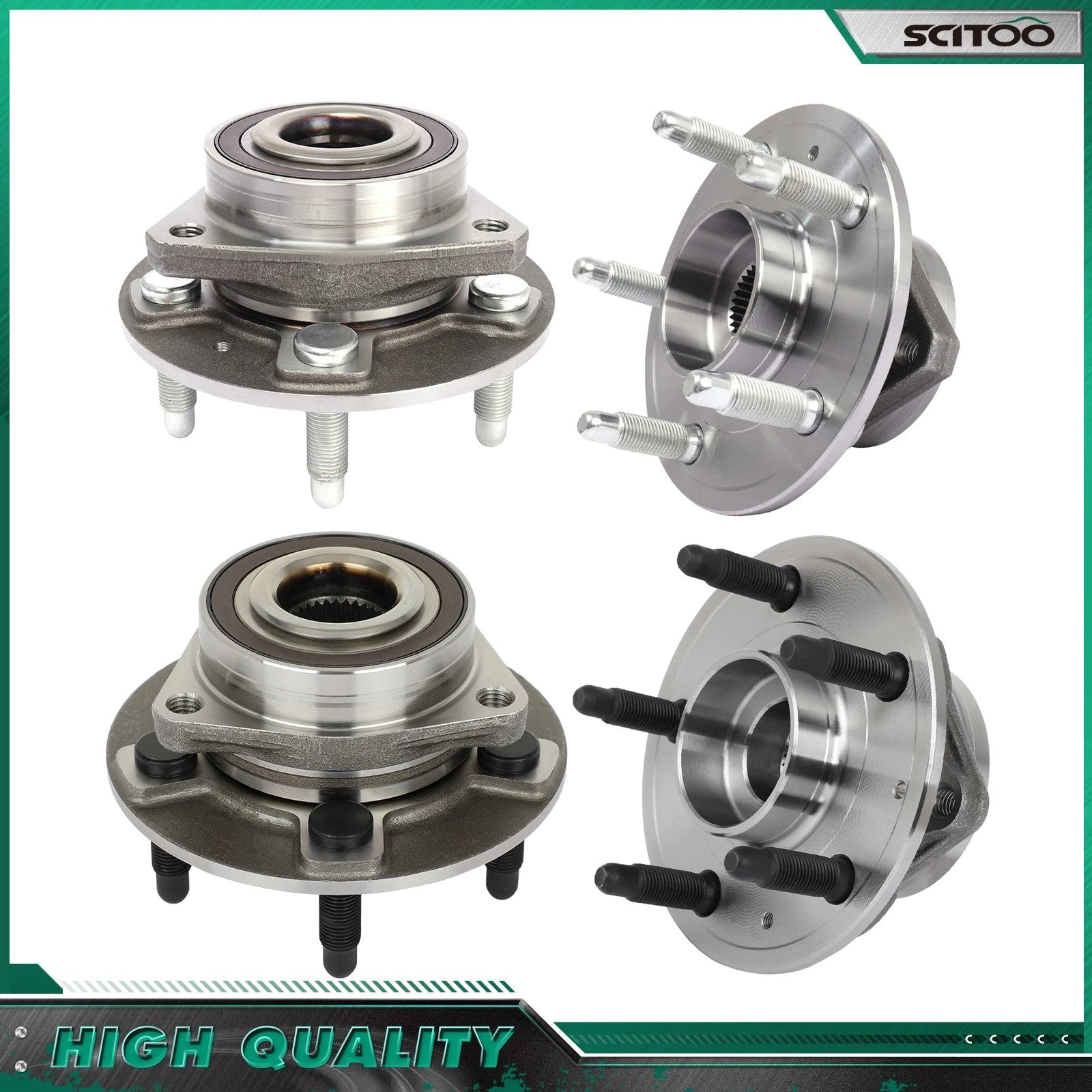 Set of 4 Front Rear Wheel Bearing Hub AWD for Cadillac CTS (2018–2019)