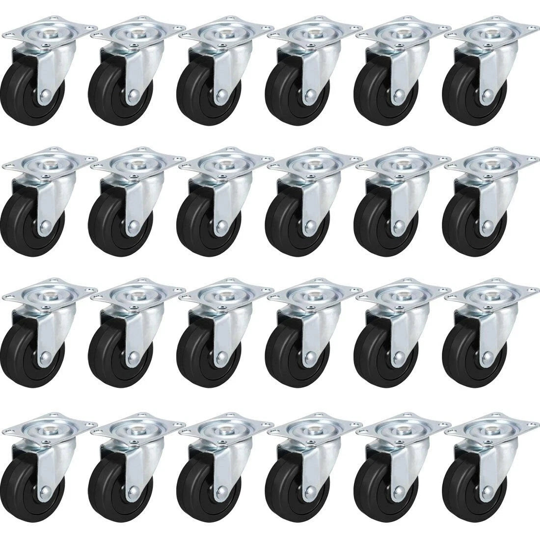 24Pcs 2" Heavy Duty Swivel Caster Wheels for Various Applications