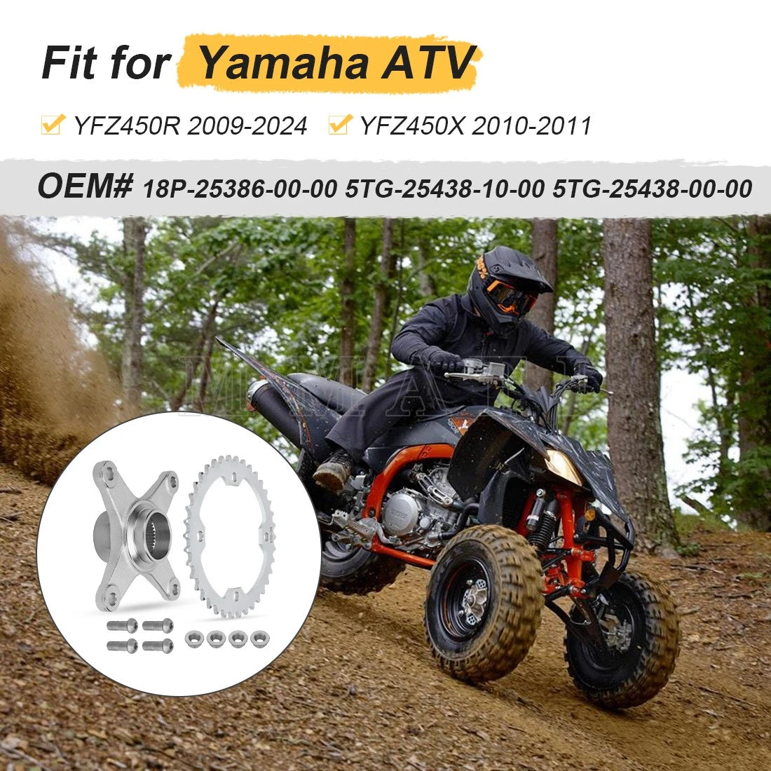 Rear Axle Sprocket Hub Mount for Yamaha YFZ450R YFZ450X (2009–2024)