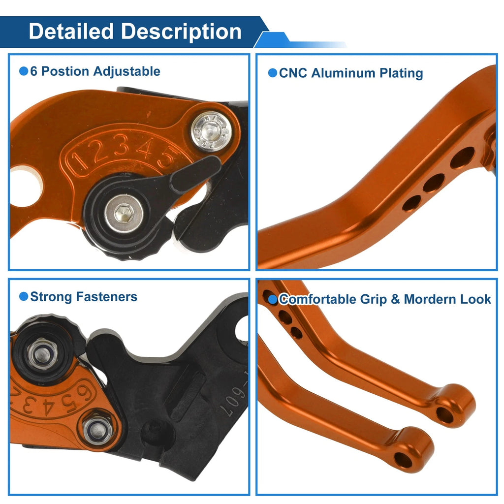 Adjustable Short Brake Clutch Levers 1 Pair for Honda CBF600/SA (2010–2013) Orange