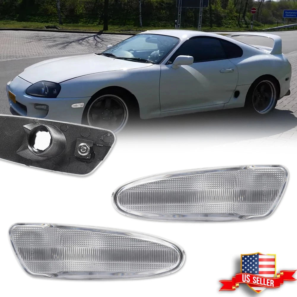 2X Clear Lens Front Bumper Side Marker Lights for Toyota Celica (2000–2005)