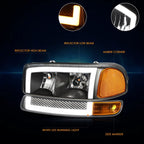3D LED DRL Switchback Turn Signal Headlights for GMC Sierra (1999–2007)