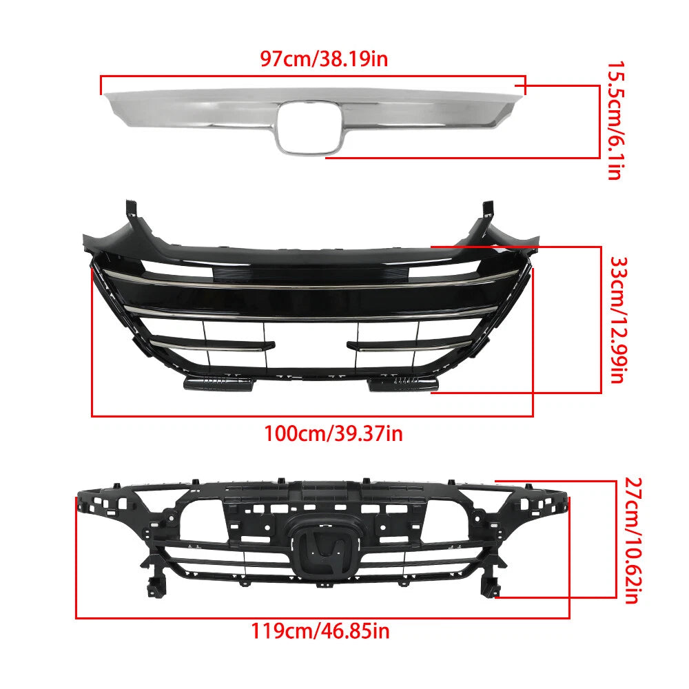 Front Center Mesh Grille Kit for Honda Accord (2021-2023)