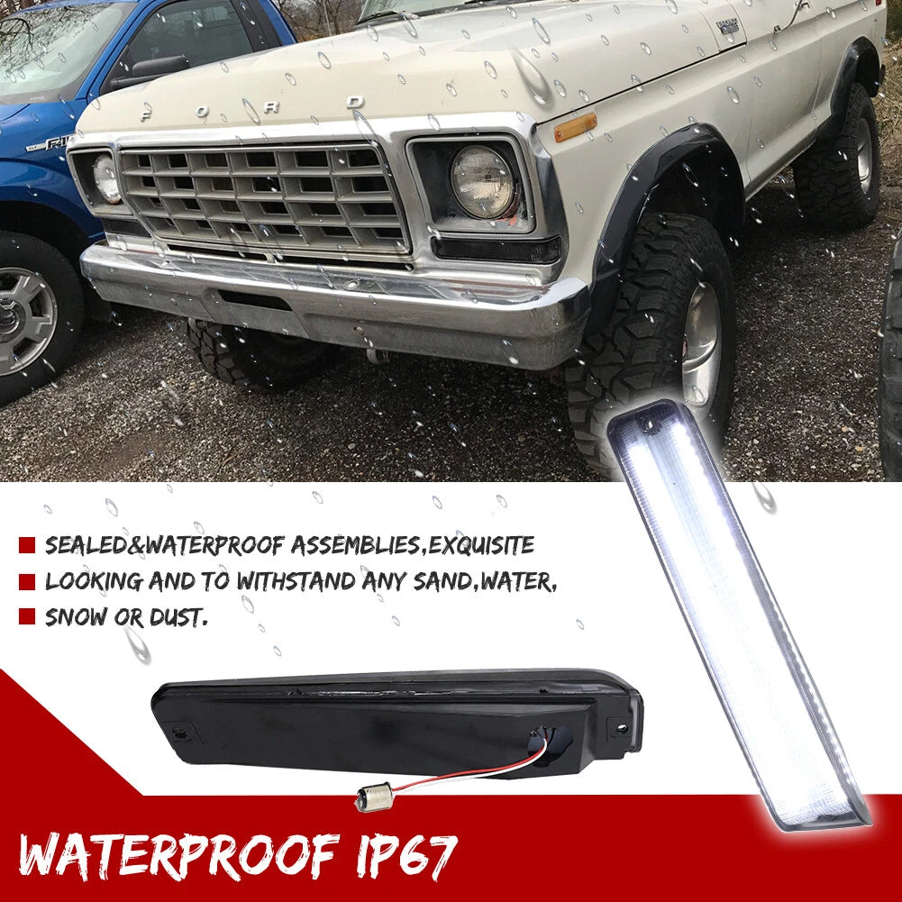 2X Smoke Switchback LED DRL Signal Lights for Ford F-150, Bronco (1973–1979)