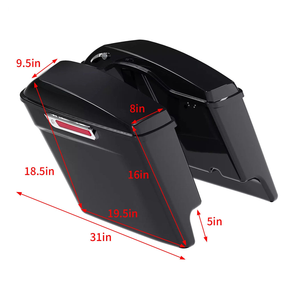 5" Stretched Extended Saddlebags for Harley Davidson Touring (2014–2024)