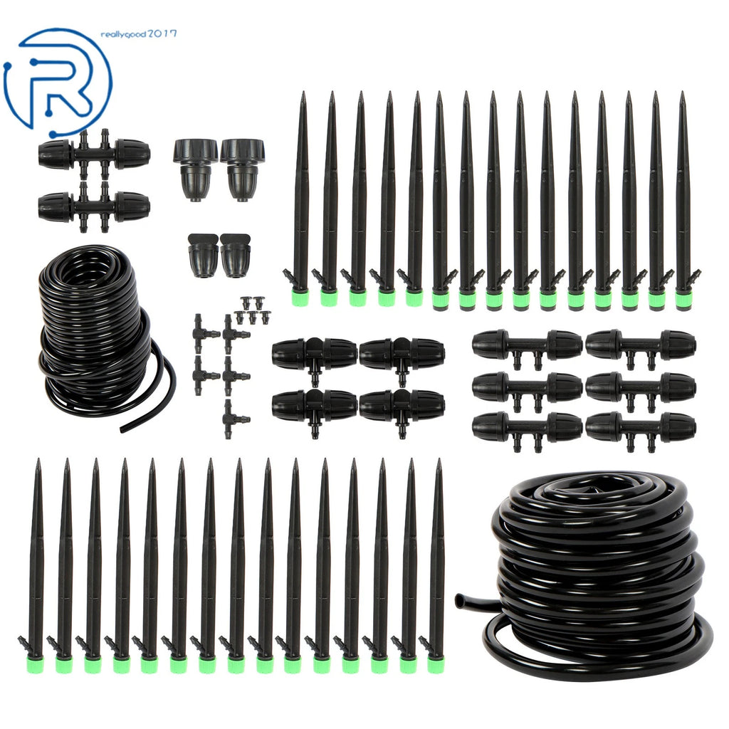 Drip Irrigation System Kit for Adjustable 5/16" & 1/4" Tubing (130 Feet)