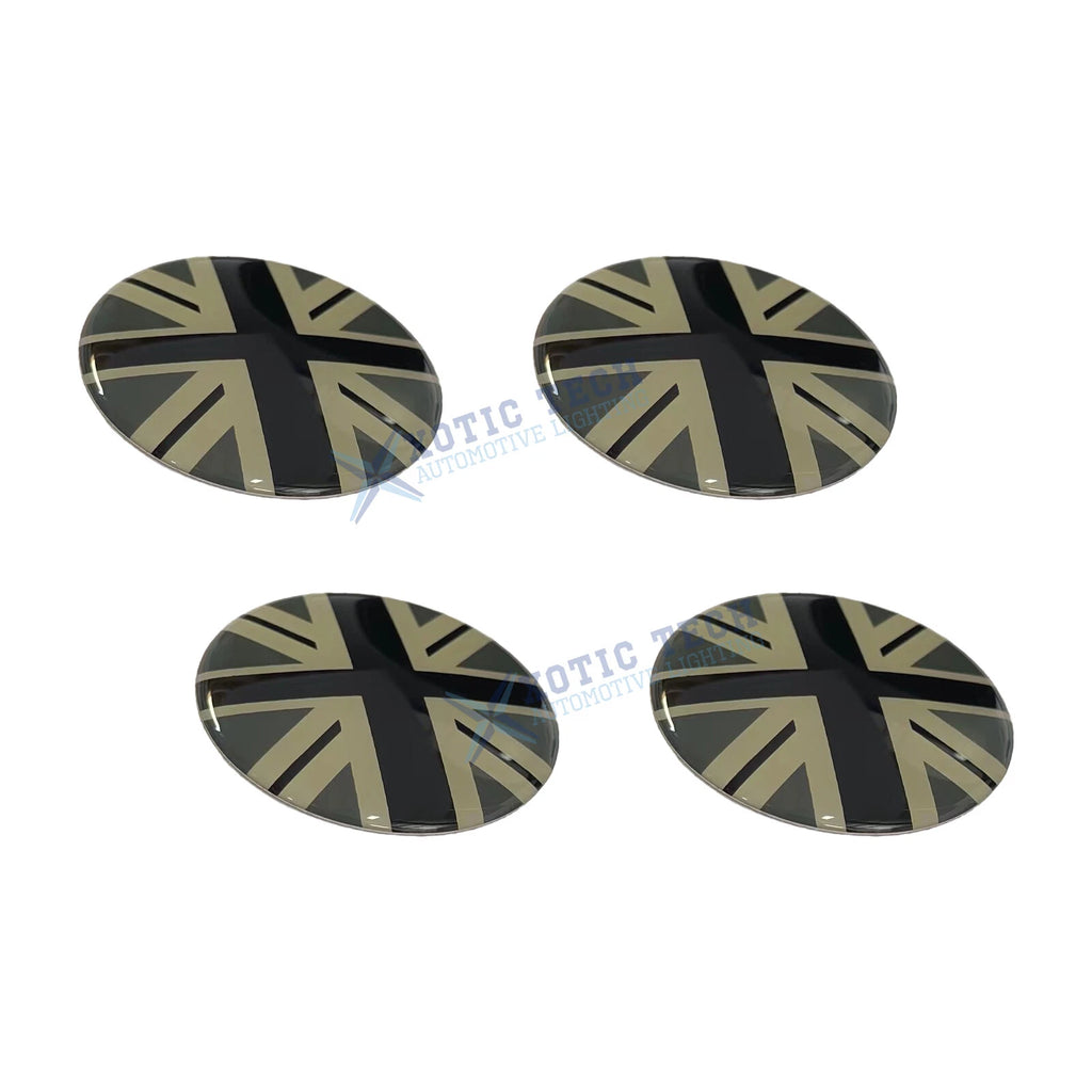 4x Black Grey Union Jack UK Flag Wheel Center Cap Covers for MINI Cooper (2007-2013)