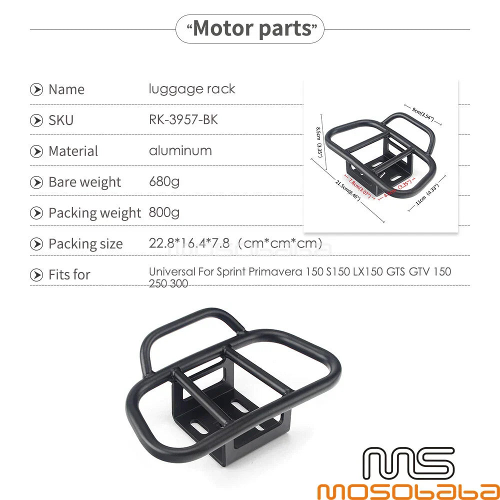 Rear Luggage Rack Shelf Bracket for Vespa Sprint Primavera (2014-2023)
