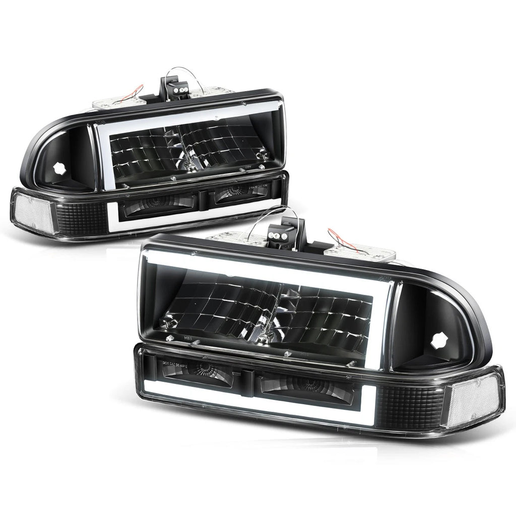 L-Shape LED DRL Switchback Headlights for Chevy Blazer/S10 (1998–2004)