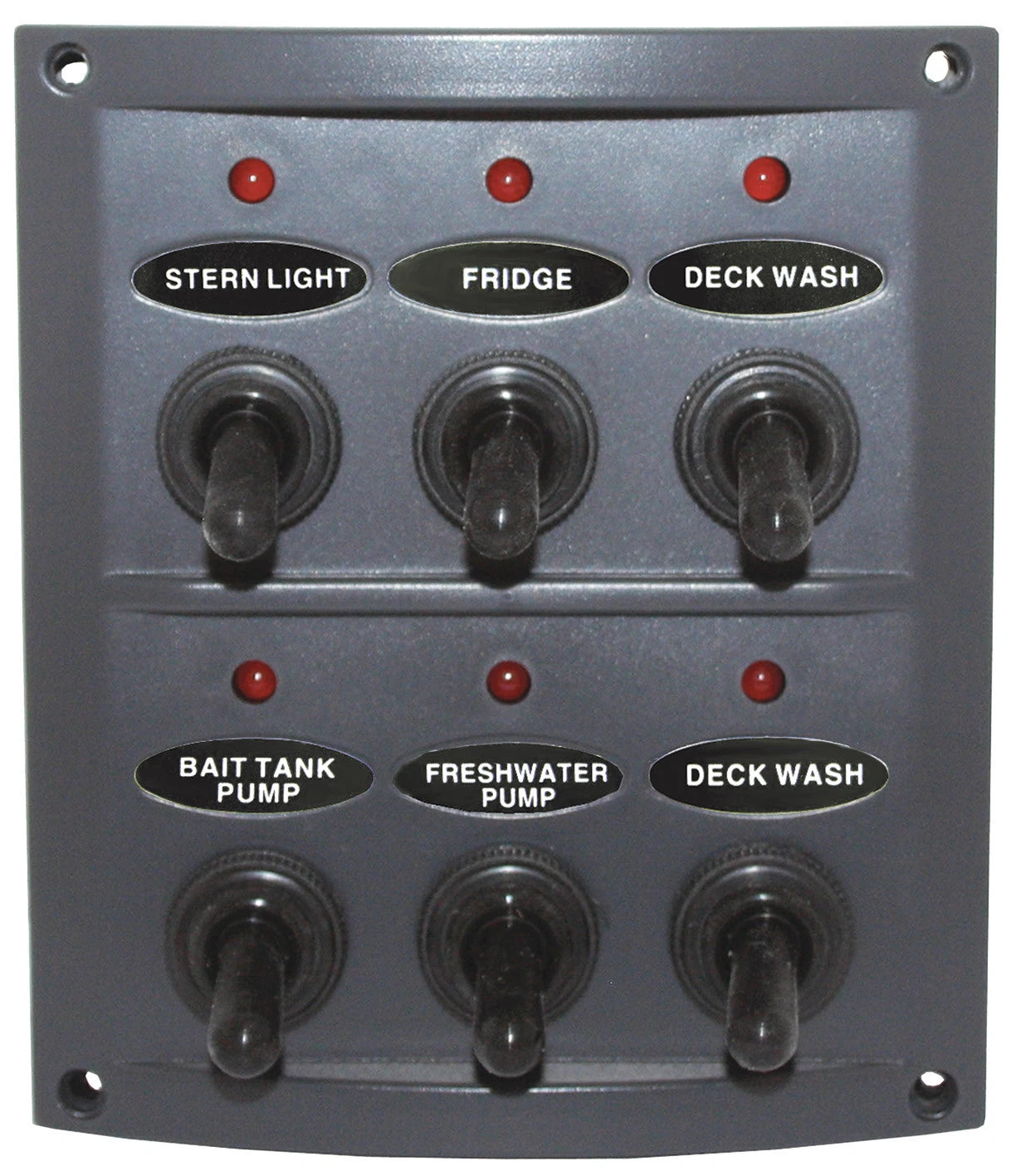 6 Switch Panel with Red LED Indicators for RWB2092 Marine