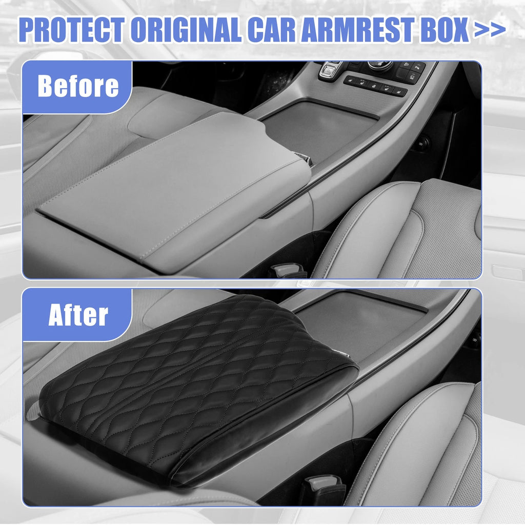 Armrest Cushion Cover for Hyundai Palisade (2020–2022) Black Faux Leather