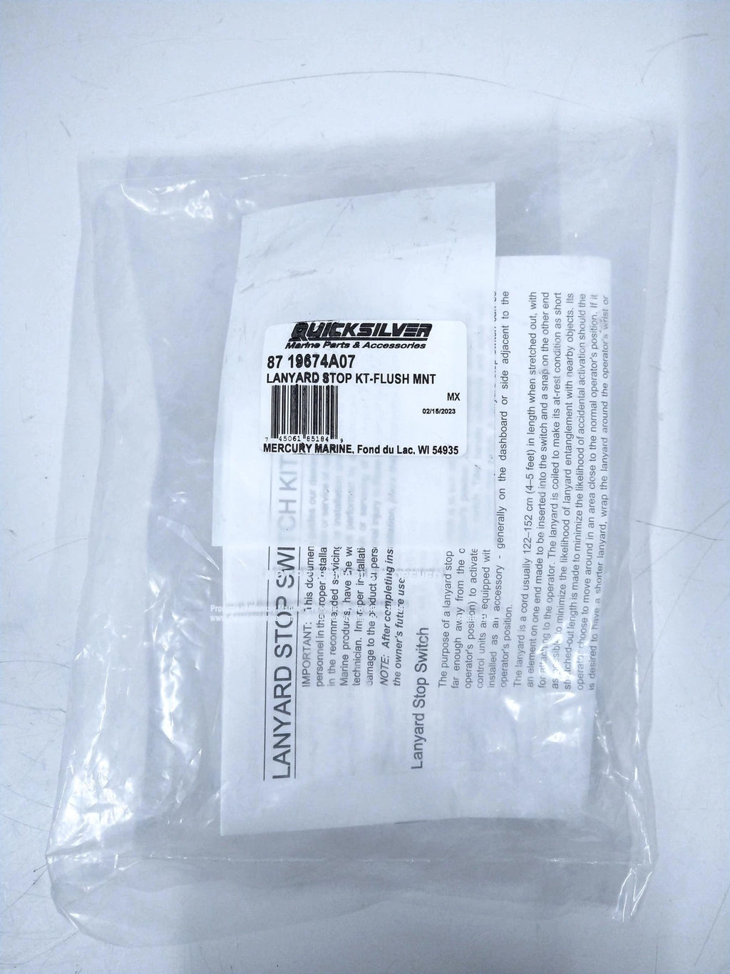 Flush Mount Lanyard Stop Kit for Mercury Quicksilver (OEM 87-19674A07)