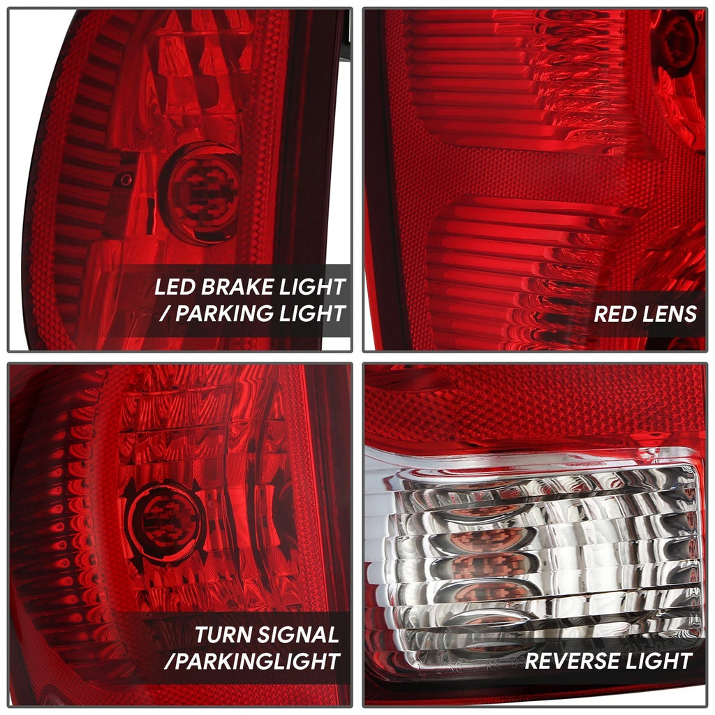 Chrome Red Driver Left Tail Light Assembly for Chevy Avalanche 1500 2500 (2002–2006)