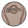 12" Round Metal Baseball Sign for Milwaukee Brewers Man Cave (N/A)