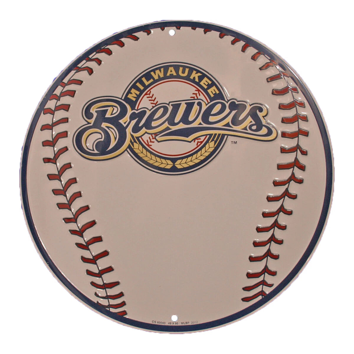 12" Round Metal Baseball Sign for Milwaukee Brewers Man Cave (N/A)