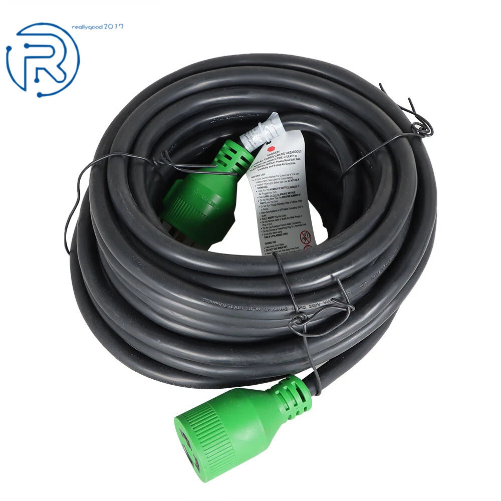 30 Amp 50ft RV Generator Extension Power Cord L5-30P to L5-30R 125V