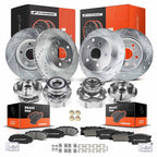 Front & Rear Drilled Rotor, Ceramic Brake Pad & Hub Bearing for Toyota (2001-2004)