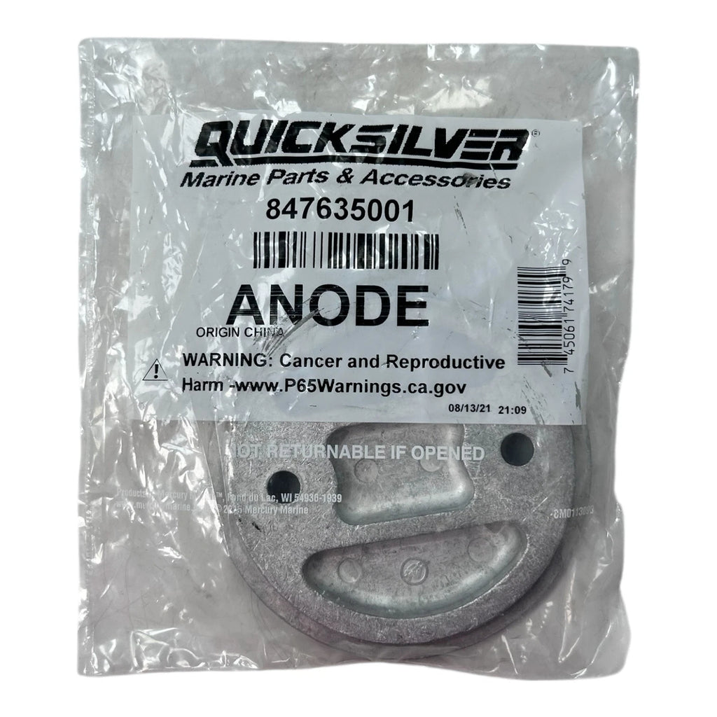 Marine Round Zinc Anode for Mercury Quicksilver (847635001)