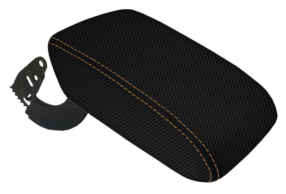 Console Lid Armrest Cover for Audi A5 S5 (2008–2016) Carbon Fiber Orange Stitch