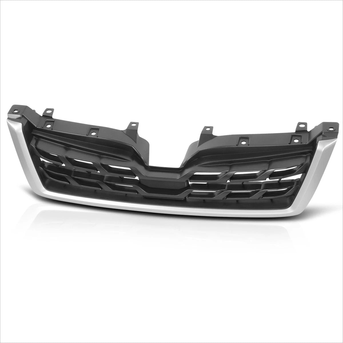 Factory Style Mesh Lower Grille for Subaru Forester (2017–2018) w/Badge Slot, Grey Trim