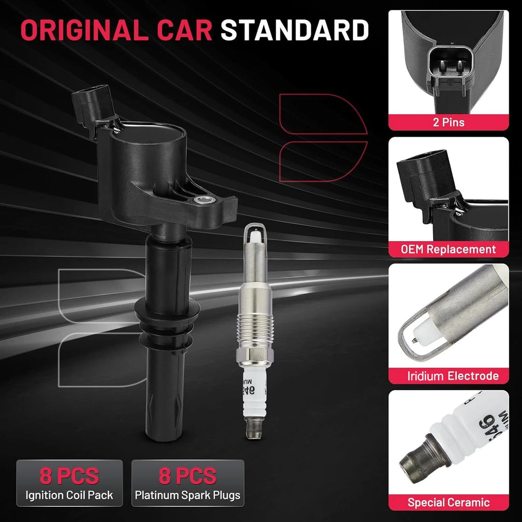Set of 8 Ignition Coils and Spark Plugs for Ford F150 5.4L (2004–2010)