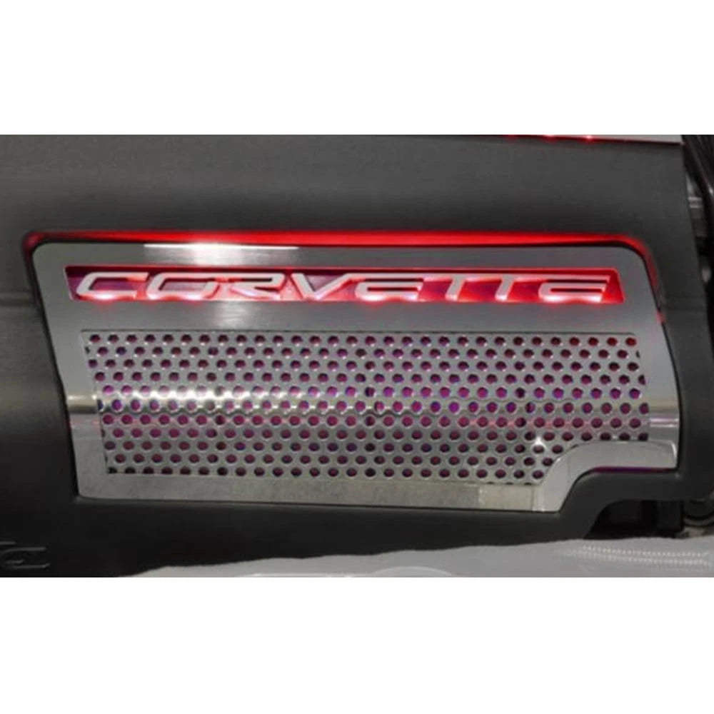 Perforated Engine Shroud Side Inserts w/Red LED for 2009-2013 Chevy Corvette ZR1
