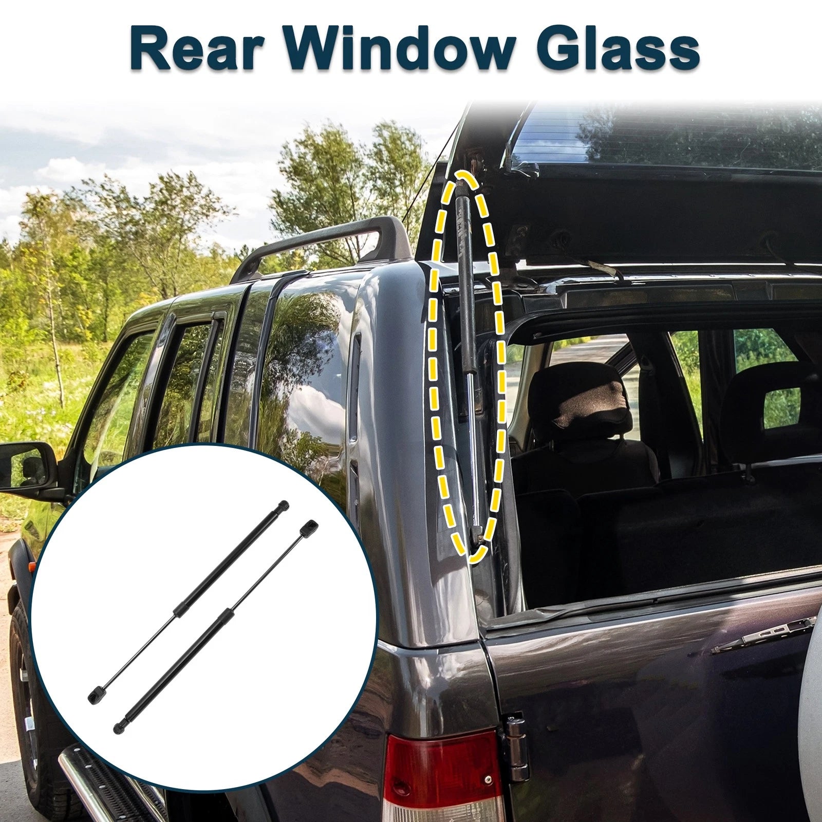 Set of 2 Rear Glass Window Lift Supports Struts for Toyota Highlander (2008–2013)