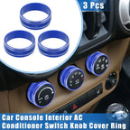 3X AC Switch Knob Cover Ring for Jeep Wrangler JK JKU (2011–2018) Blue