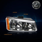 Upper Headlight Lamps Amber Corner Chrome for Chevy Silverado/Avalanche (2003–2006)