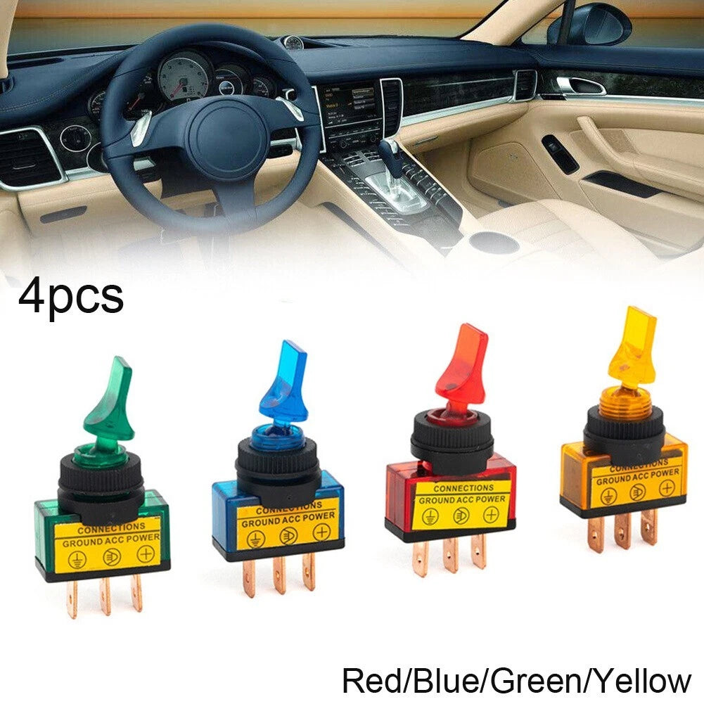 Set of 4 Rocker Switches for Car Boat 12V LED On/Off SPST 20 AMP