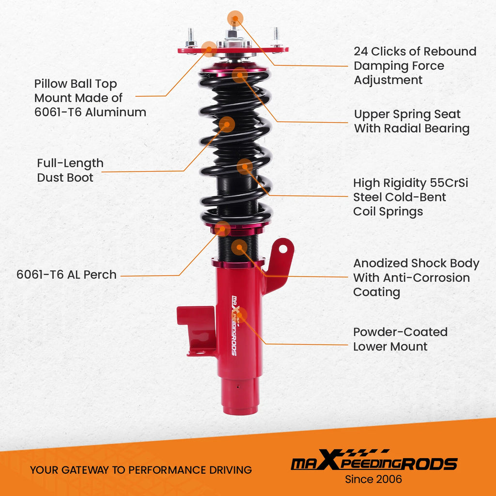 24-Step Adjustable Coilover Suspension Kit for Mazda 3 (2004-2013)