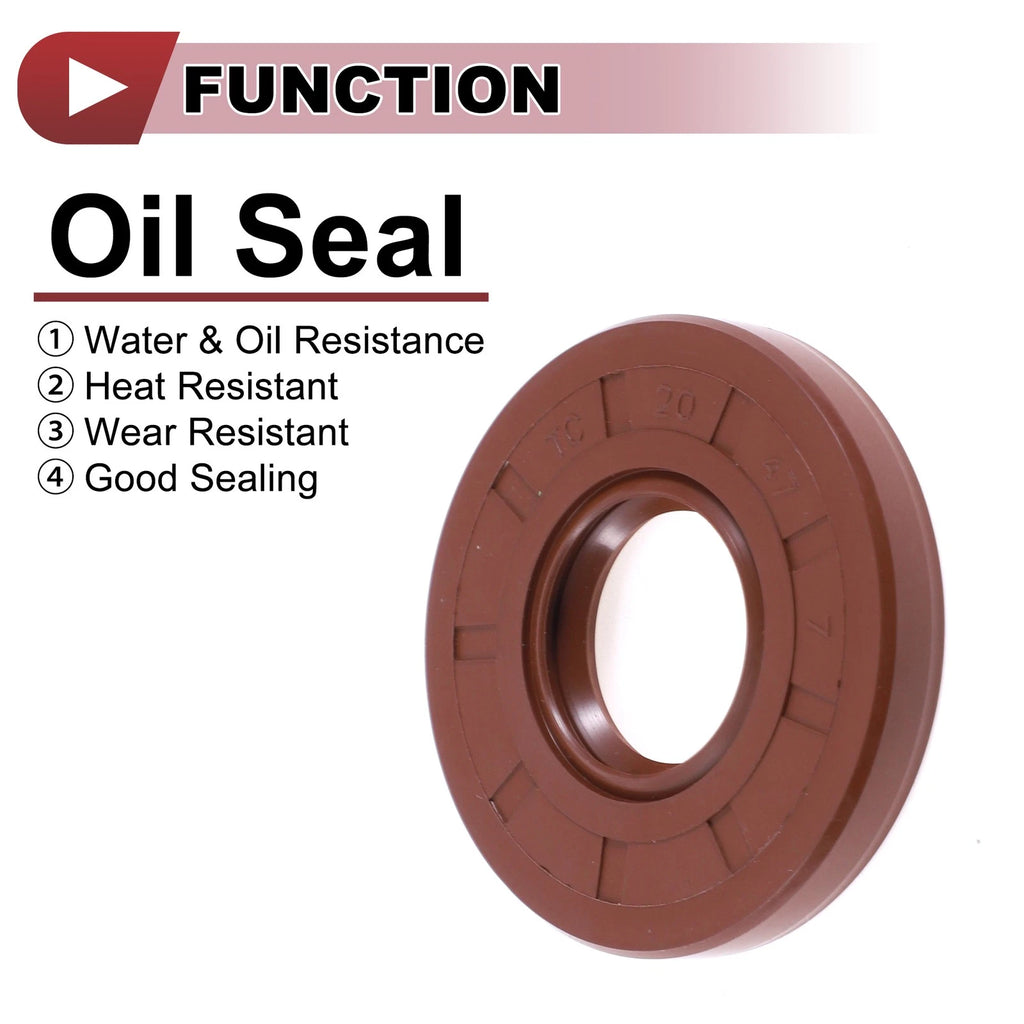 Set of 2 Oil Seal Rotary Shaft Seal FKM Rubber 20x47x7mm
