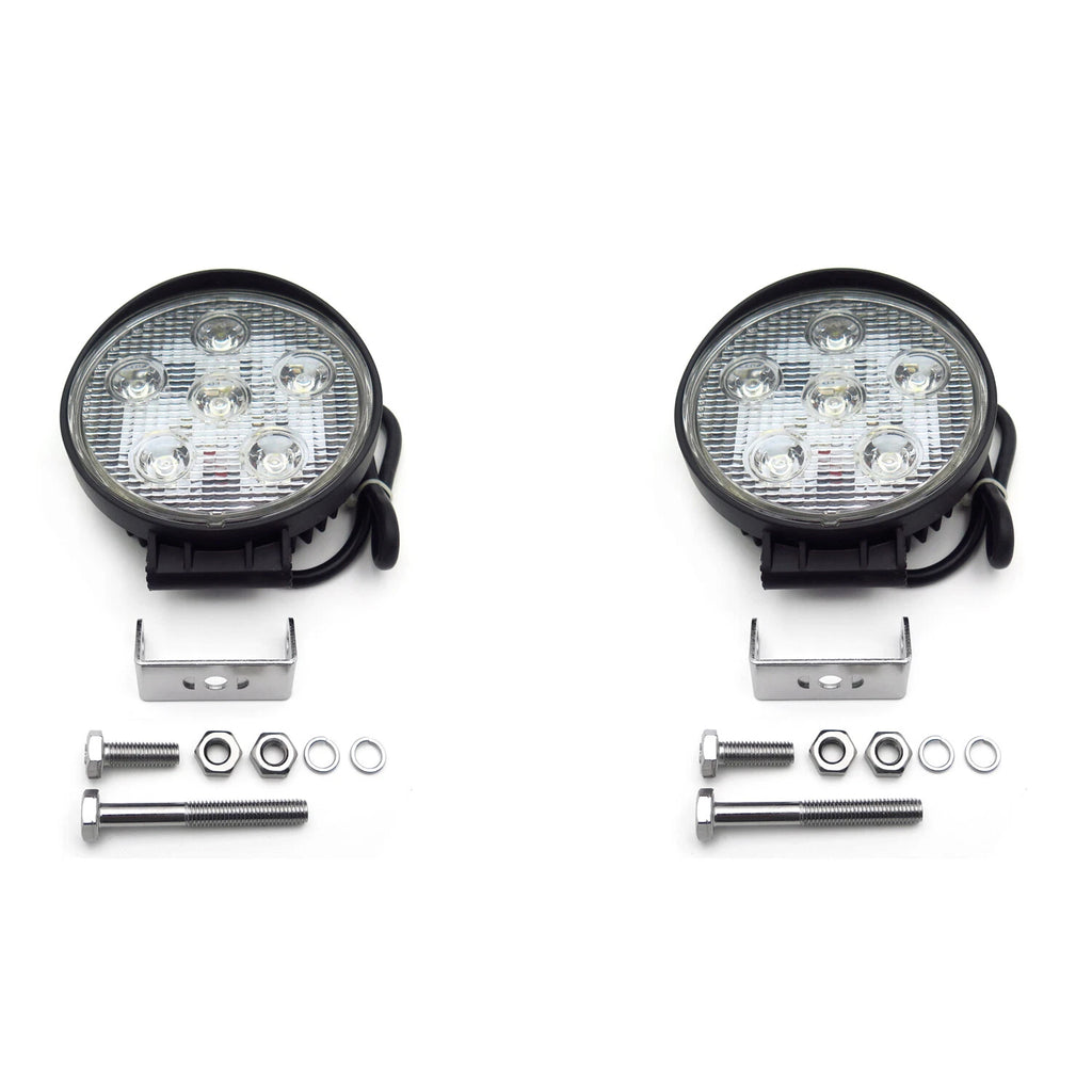 2X 18W Round Spot Beam LED Off Road Work Light for Universal SUV (12V 24V)