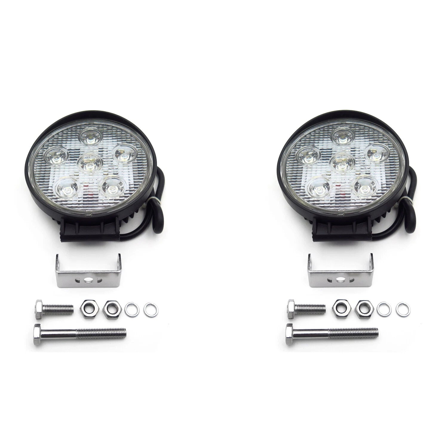 2X 18W Round Spot Beam LED Off Road Work Light for Universal SUV (12V 24V)