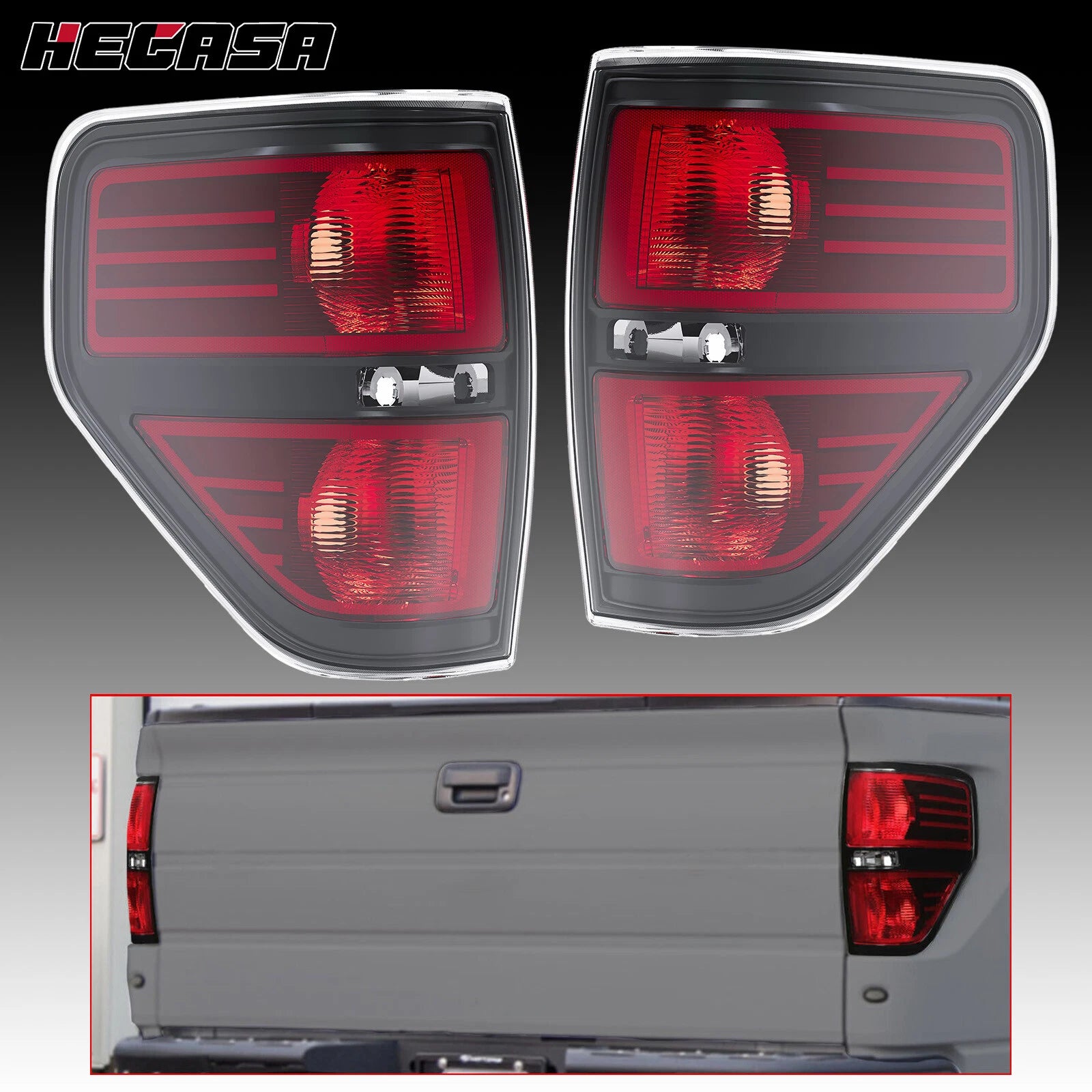Set of 2 Rear Tail Lights for Ford F150 F-150 Pickup (2009–2014)