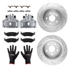 Set of 4 Rear Drilled Rotors with Brake Calipers & Pads for Dodge Ram 1500 (2005–2010) 18-B4836