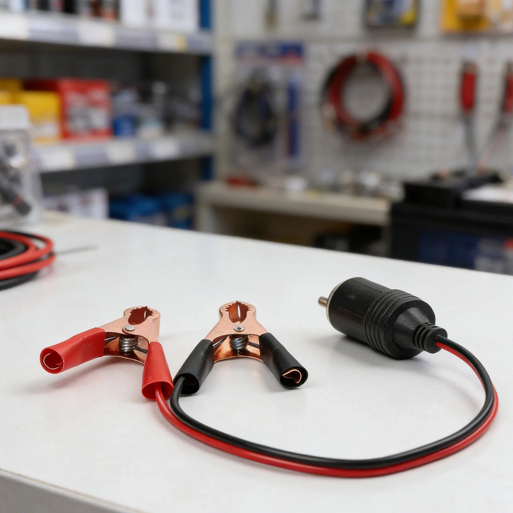 Battery Clamp Adapter 12V 50 Amp with Female Socket and Crocodile Clips