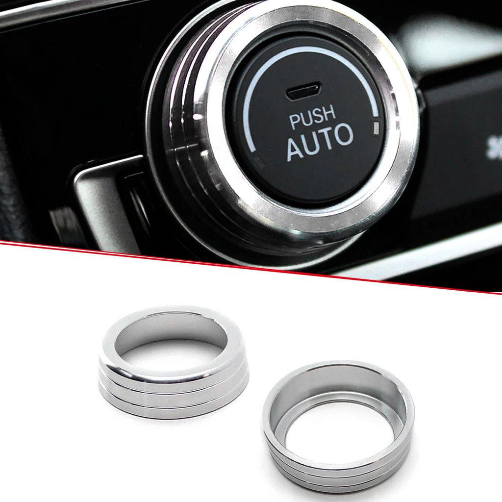 Anodized Silver AC Climate Control Ring Knob Covers for Honda Civic (2016–2021)