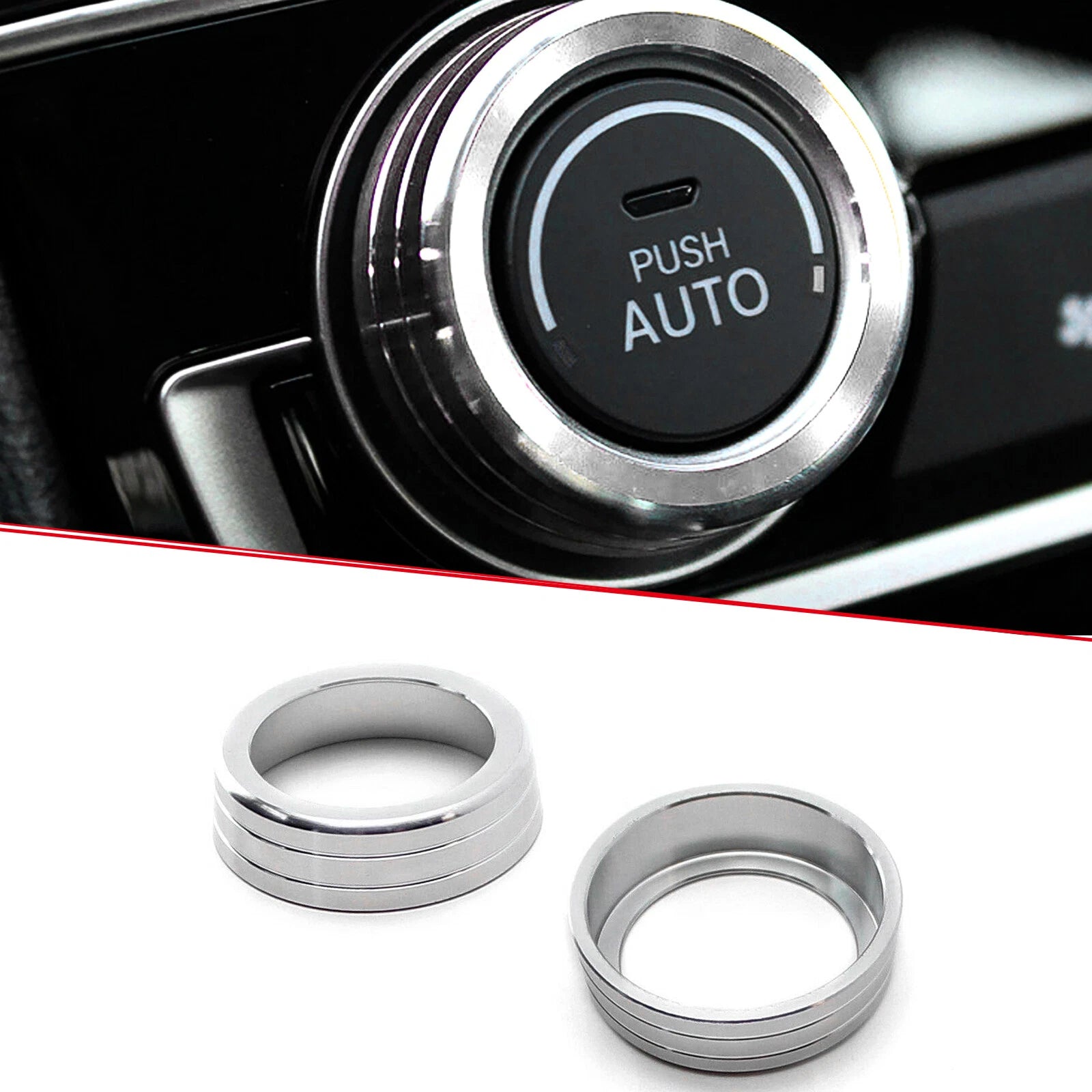 Anodized Silver AC Climate Control Ring Knob Covers for Honda Civic (2016–2021)