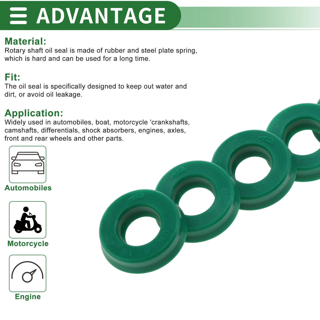 Set of 5 Oil Seal Ring 8x16x4mm for Rotary Shaft (High Pressure)