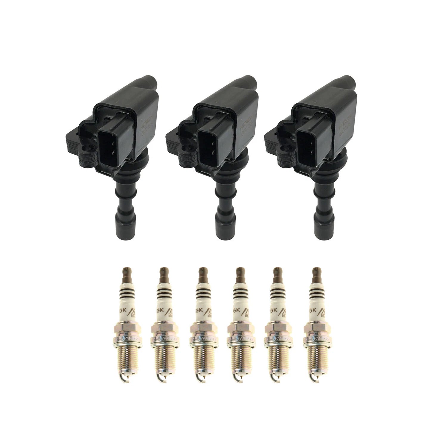 Set of 3 Ignition Coils & 6 NGK Iridium Spark Plugs for Hyundai Santa Fe (2001–2006)
