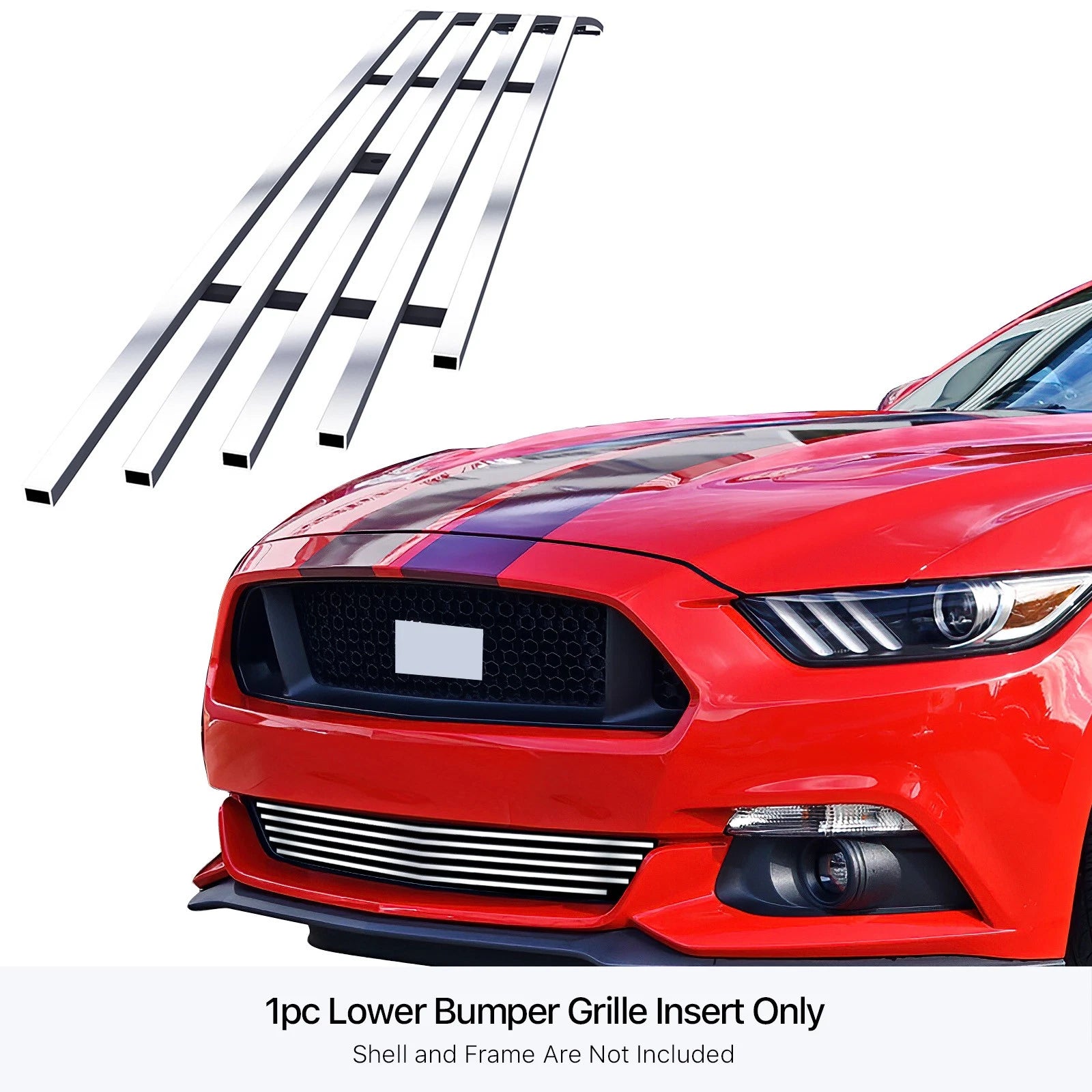 Stainless Chrome Billet Grill Insert for Ford Mustang V8 GT (2015-2017)