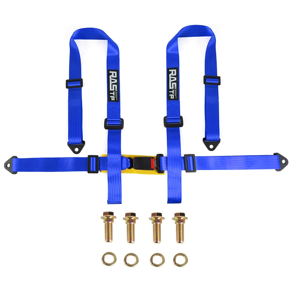2X Blue 2" 4-Point Racing Harness Shoulder Straps for Automotive